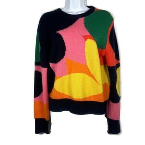 White + Warren x Jackyblue Womens Cashmere Sweater Sz M  Colorful Retro Luxury
